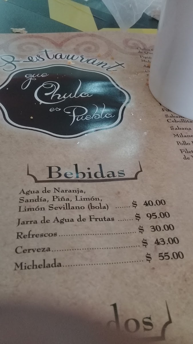 Restaurante Que Chula Es Puebla Menu - Image 2