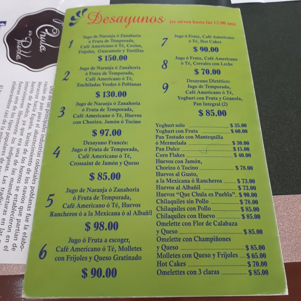 Restaurante Que Chula Es Puebla Menu - Image 3